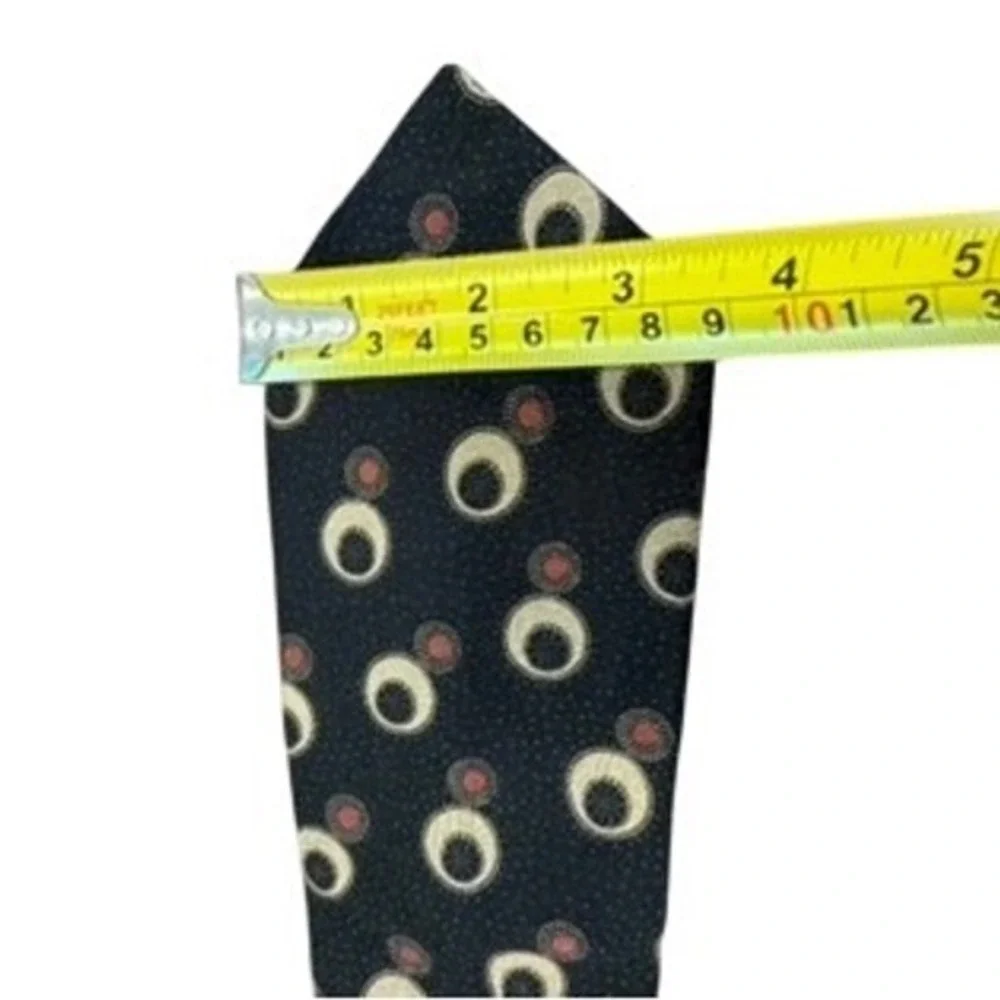 Charvet Paris Mens Silk Tie Navy Blue Geometric Crescent Moon Circles France